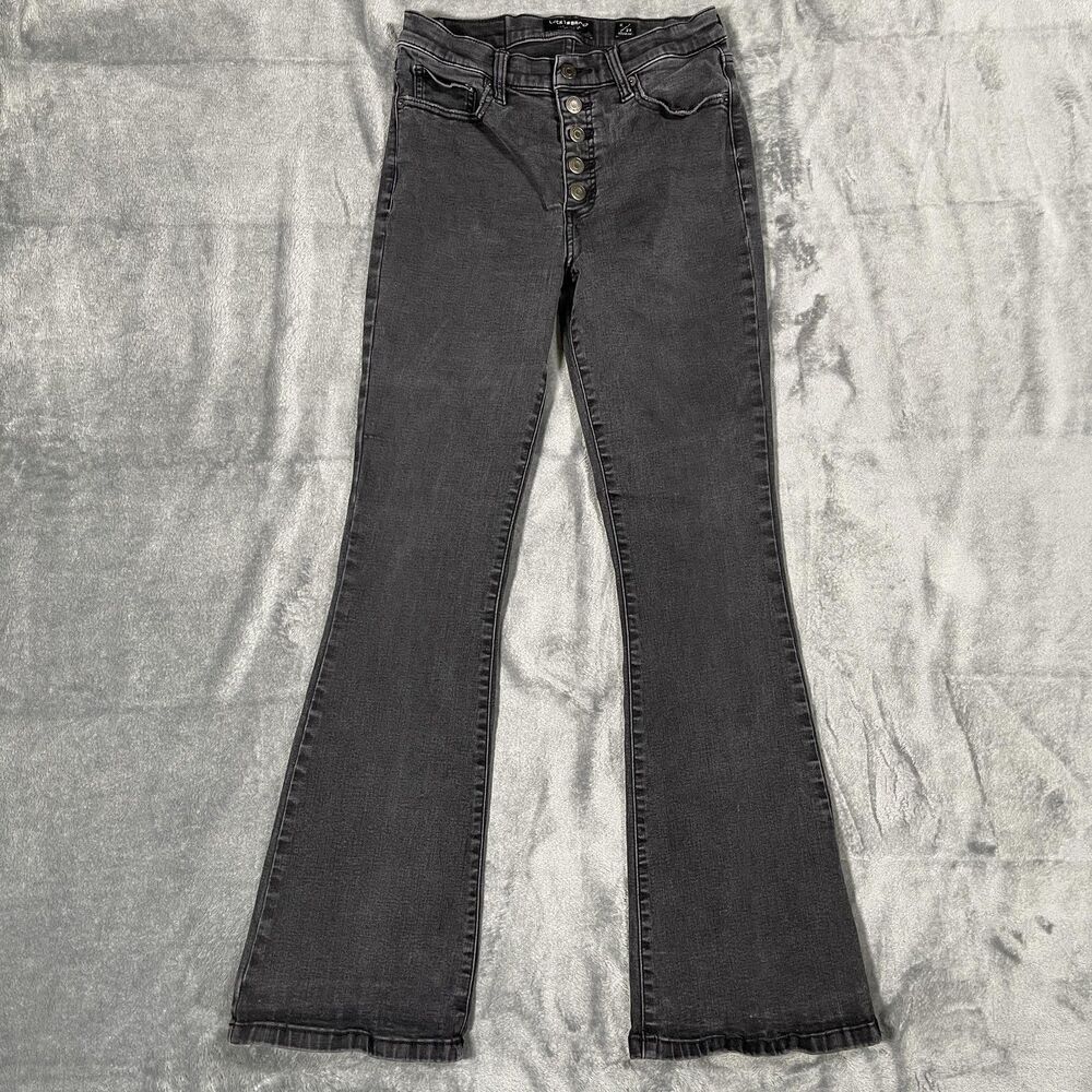 Lucky Brand Stevie High Rise Flare Jeans Womens 8/29 Charcoal Wash Button Fly
